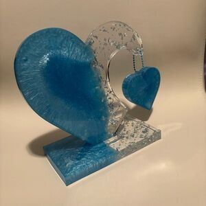 Blue and sliver Resin Heart